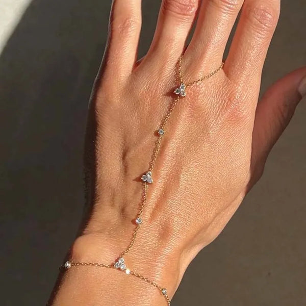 Bracelet de main doré zircon luxe