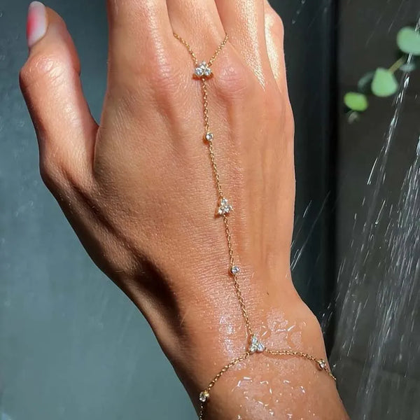 Bracelet de main doré zircon luxe