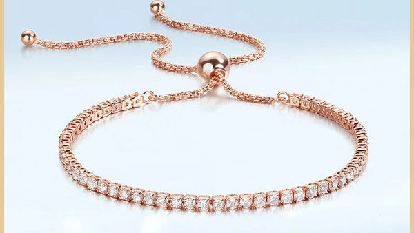 Bracelet tennis moissanite or rose