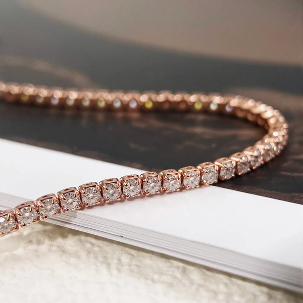 Bracelet tennis moissanite or rose